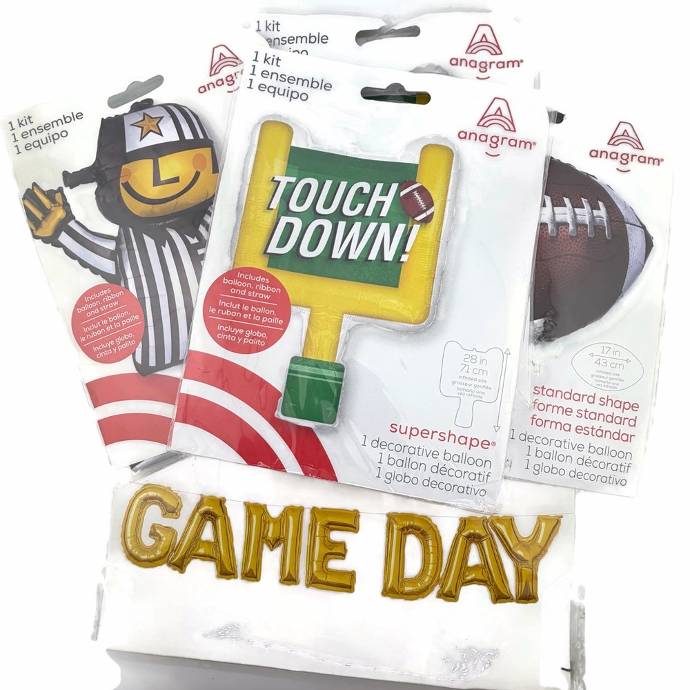 GAME DAY' Banner and Football Themed Balloons - Set of 5